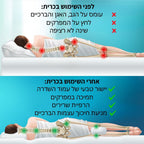 כרית ארגונומית לשינה על הצד - מפחיתה כאבי גב, אגן, ברכיים ומפרקים